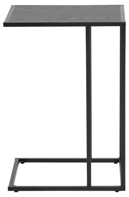 Seaford Over Arm C Shape Side Table With Black Top And Metal Base 43x35cm