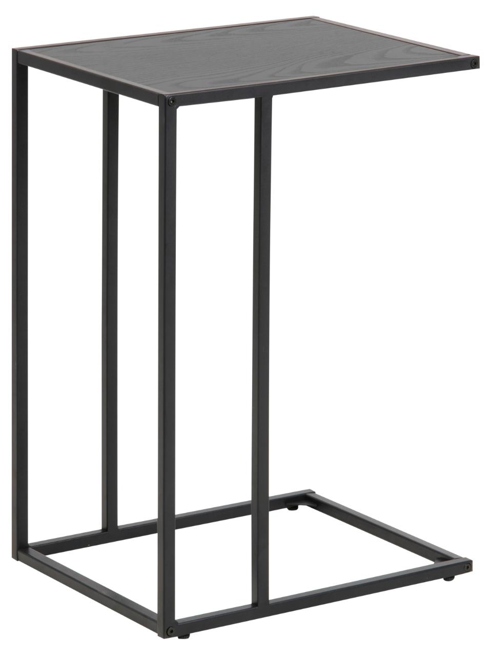 Seaford Over Arm C Shape Side Table With Black Top And Metal Base 43x35cm