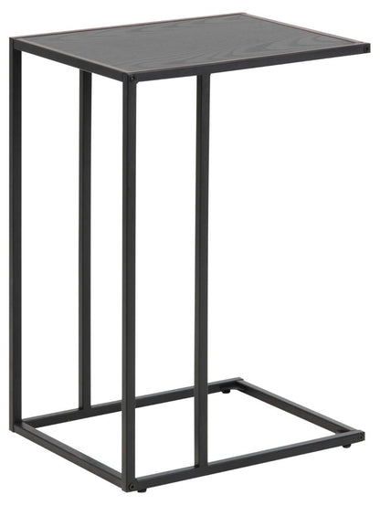 Seaford Over Arm C Shape Side Table With Black Top And Metal Base 43x35cm