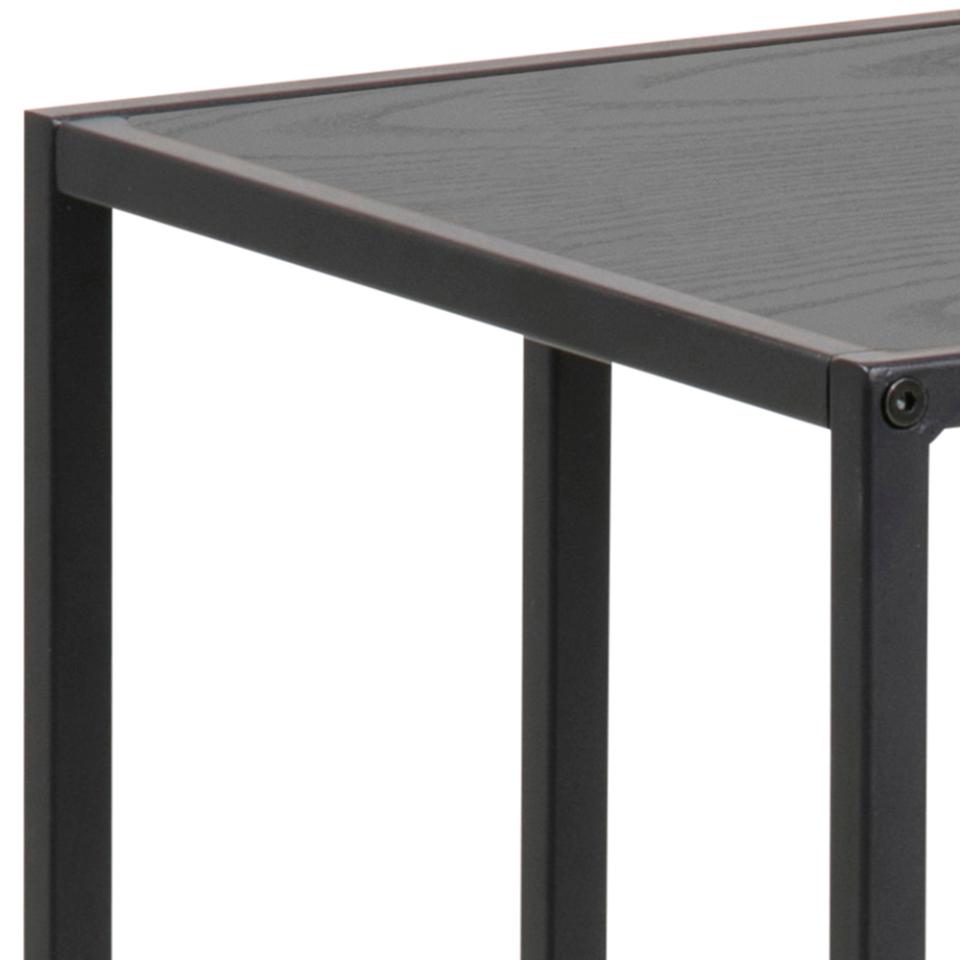 Seaford Over Arm C Shape Side Table With Black Top And Metal Base 43x35cm