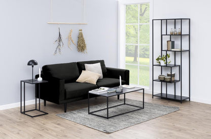 Seaford Over Arm C Shape Side Table With Black Top And Metal Base 43x35cm