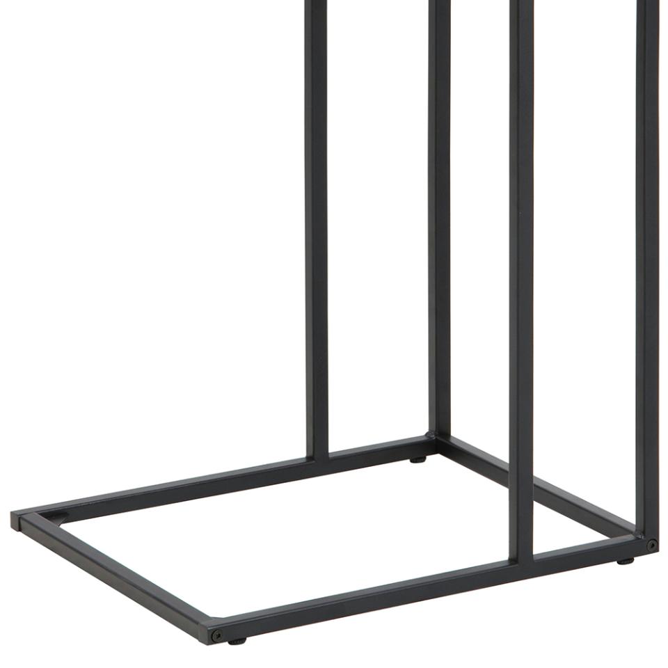 Over Arm C Shape Rectangle Side Table With Paper Oak Top And Metal Base 43x35cm