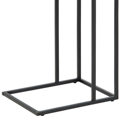 Over Arm C Shape Rectangle Side Table With Paper Oak Top And Metal Base 43x35cm
