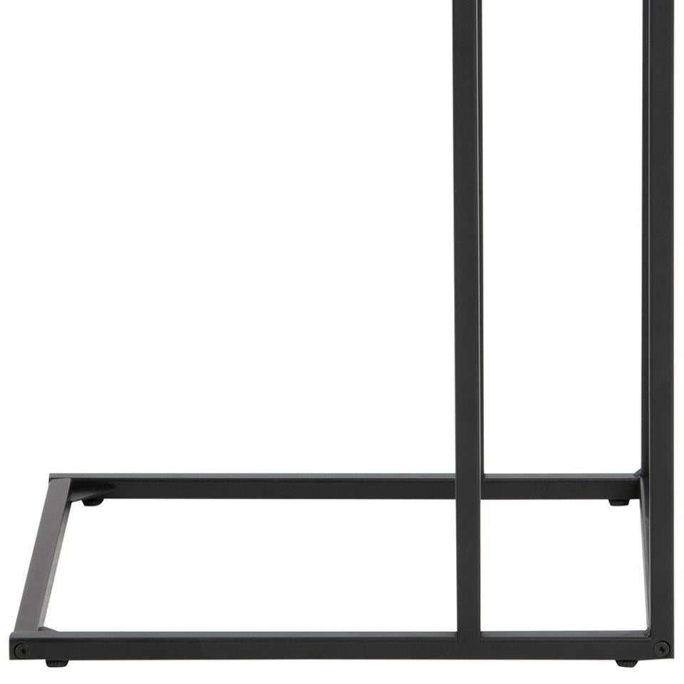 Over Arm C Shape Rectangle Side Table With Paper Oak Top And Metal Base 43x35cm