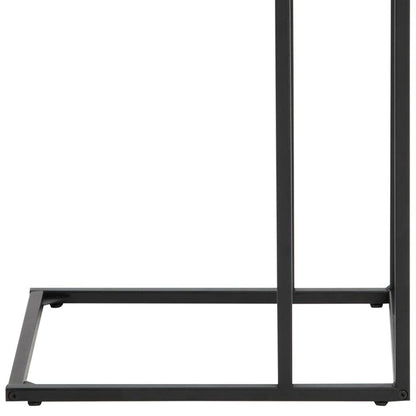 Over Arm C Shape Rectangle Side Table With Paper Oak Top And Metal Base 43x35cm