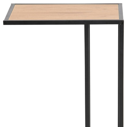 Over Arm C Shape Rectangle Side Table With Paper Oak Top And Metal Base 43x35cm