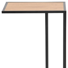 Load image into Gallery viewer, Over Arm C Shape Rectangle Side Table With Paper Oak Top And Metal Base 43x35cm
