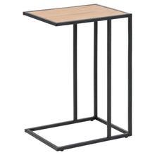 Load image into Gallery viewer, Over Arm C Shape Rectangle Side Table With Paper Oak Top And Metal Base 43x35cm
