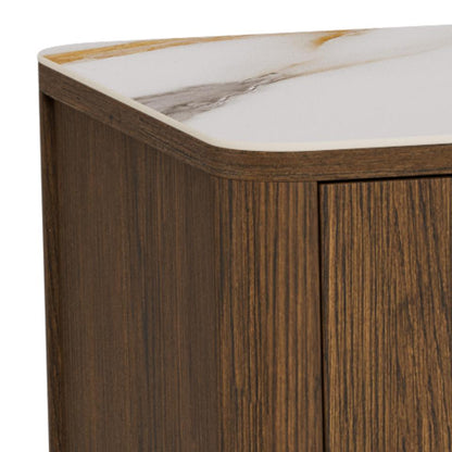 Wooden Southampton sideboard with a marble-patterned ceramic top on a white background
