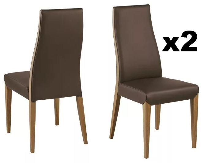 Bianca Brown Faux Leather Dining Chair, Set Of 2 IN STOCK LAST FEW