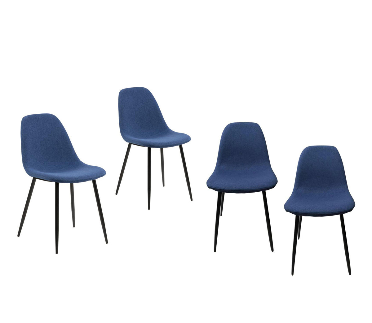 Wilma Bellana Fabric Chair In Grey Or Blue With Black Powder Coated Legs, Set Of 4