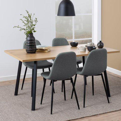 Wilma Bellana Fabric Chair In Grey Or Blue With Black Powder Coated Legs, Set Of 4