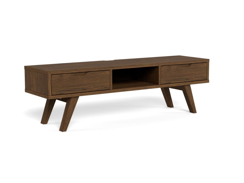 A-Line Long TV Unit With 2 Drawers And Shelf In Brown Oiled Oak 1.5m 150x40x45cm