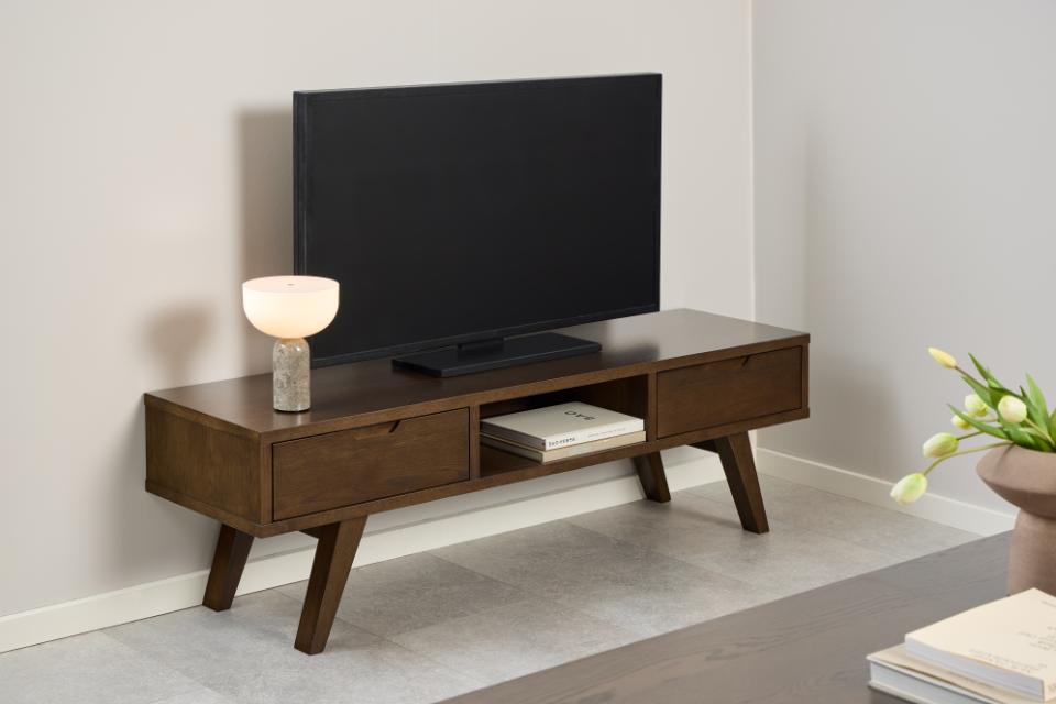 A-Line Long TV Unit With 2 Drawers And Shelf In Brown Oiled Oak 1.5m 150x40x45cm