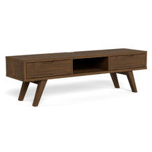 Load image into Gallery viewer, Wooden TV stand with two drawers on a white background
