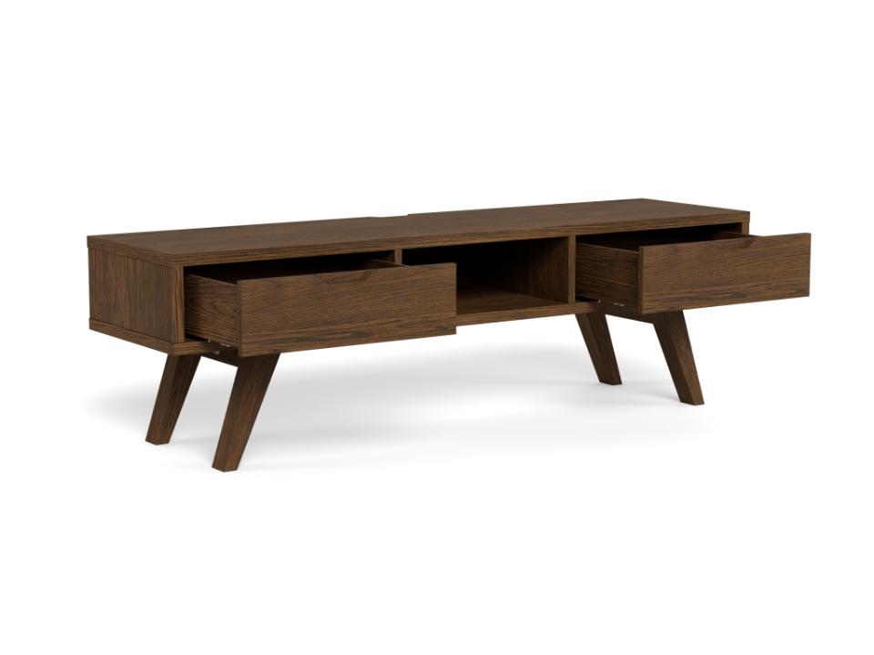 A-Line Long TV Unit With 2 Drawers And Shelf In Brown Oiled Oak 1.5m 150x40x45cm