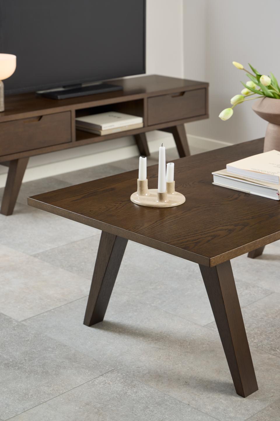A-Line Long TV Unit With 2 Drawers And Shelf In Brown Oiled Oak 1.5m 150x40x45cm