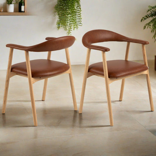 Addi Brandy Dining Chair With Armrests Set Of 2