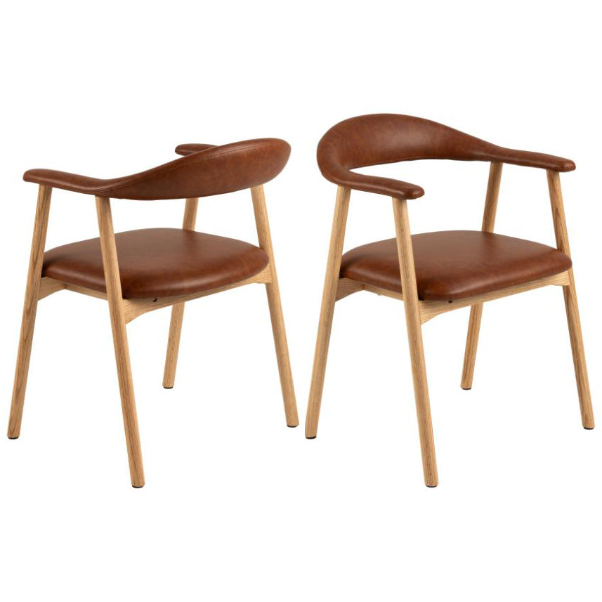 Addi Brandy Dining Chair With Armrests Set Of 2