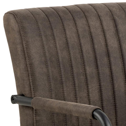 Adele Anthracite Designer Dining Chair With Armrest, Pocket Springs And Vertical Stitching, Set Of 2 Chairs