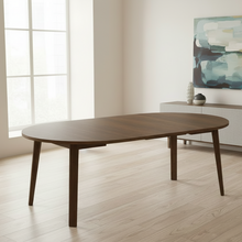 Load image into Gallery viewer, A-Line Extending Round Dining Table In Brown Oak 120 To 220cm
