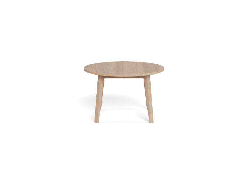 A-Line Round Dining Table In White Oak Spacious 120cm