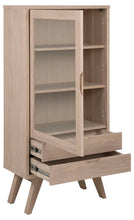Load image into Gallery viewer, Wooden cabinet with glass door and drawers on a white background
