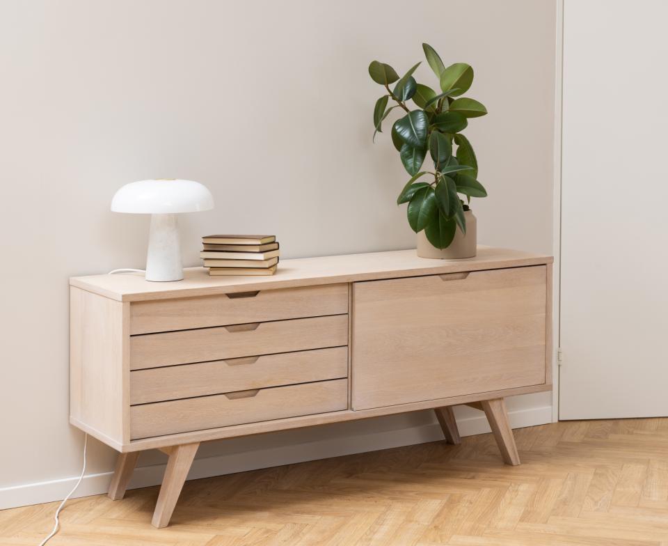 A-Line Buffet Sideboard Cabinet In White Oak With 4 Drawers And 1 Shelf 160x45x72cm