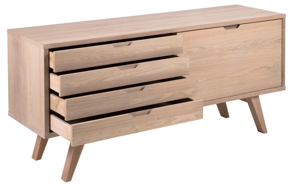 A-Line Buffet Sideboard Cabinet In White Oak With 4 Drawers And 1 Shelf 160x45x72cm