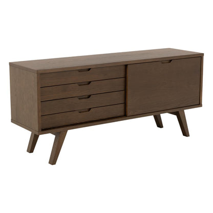 Wooden A-Line sideboard with multiple drawers on a white background