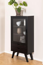 Load image into Gallery viewer, A-Line Deluxe Display Cabinet Black Oak With Glass Door And 2 Storage Drawers 72x36x145cm
