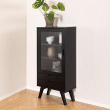 Load image into Gallery viewer, A-Line Deluxe Display Cabinet Black Oak With Glass Door And 2 Storage Drawers 72x36x145cm
