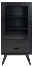 Load image into Gallery viewer, A-Line Deluxe Display Cabinet Black Oak With Glass Door And 2 Storage Drawers 72x36x145cm
