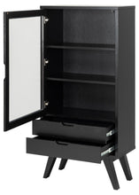 Load image into Gallery viewer, A-Line Deluxe Display Cabinet Black Oak With Glass Door And 2 Storage Drawers 72x36x145cm
