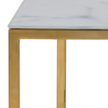 Load image into Gallery viewer, Alisma Rectangle Coffee Table In White Marble Glass And Gold Base 90x60cm

