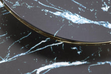 Load image into Gallery viewer, Alisma Deluxe Nest Of Tables Black Marble Glass Top And Metal Base 45cm 35cm
