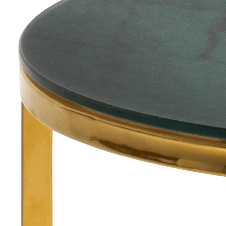 Alisma Deluxe Nest Of Tables Black Marble Glass Top And Metal Base 45cm 35cm