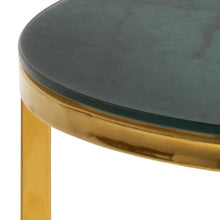 Load image into Gallery viewer, Alisma Deluxe Nest Of Tables Black Marble Glass Top And Metal Base 45cm 35cm
