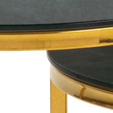 Load image into Gallery viewer, Alisma Deluxe Nest Of Tables Black Marble Glass Top And Metal Base 45cm 35cm
