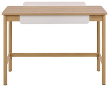 Load image into Gallery viewer, Wooden desk with a white chair on a white background
