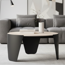 Load image into Gallery viewer, Altea Coffee Table With Ceramic Travertine Top And Steel Base Spacious 80cm
