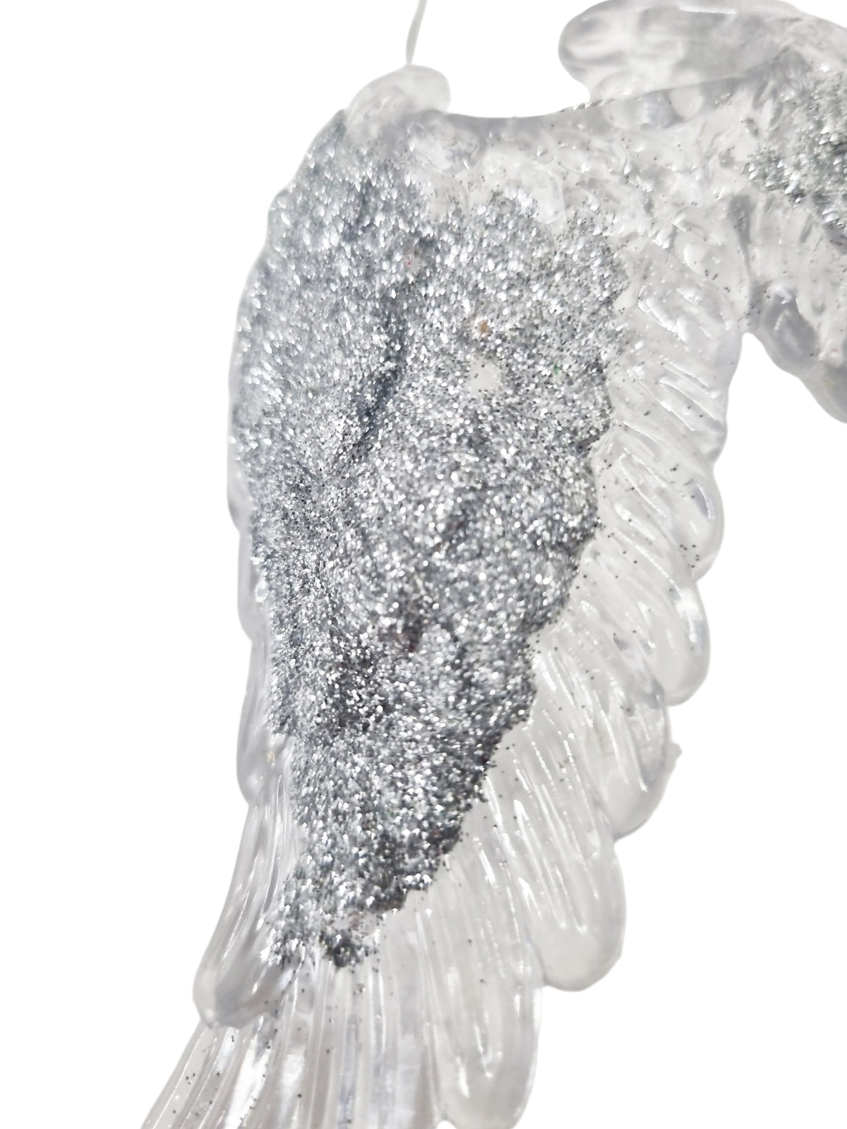 Elegant Angel Wings Christmas Hanging Decoration Sequin Detail Acrylic in Rose Gold, Pale Gold, or Silver