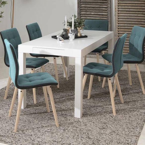 Angela White High Gloss Dining Table With Drawer, Quality Dining Furniture 150x80x76cm
