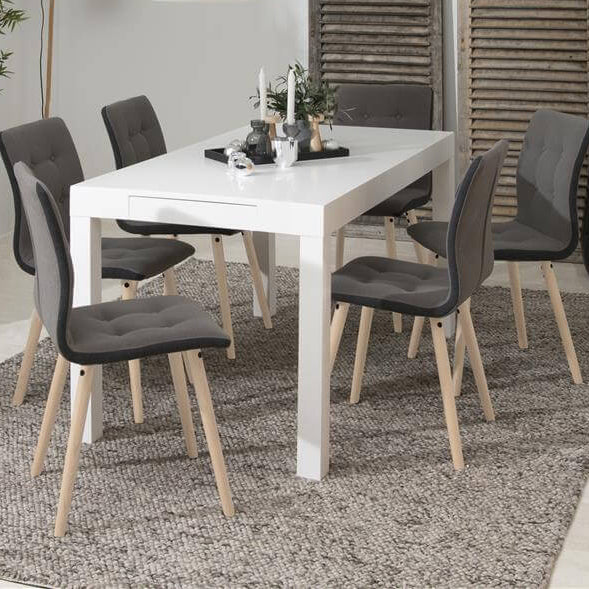 Angela White High Gloss Dining Table With Drawer, Quality Dining Furniture 150x80x76cm