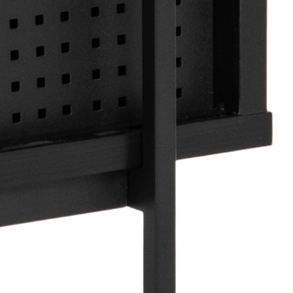 Angus Bookcase Shelving Unit With Sliding Doors Black Shelves And Steel Frame 94x27x114 cm