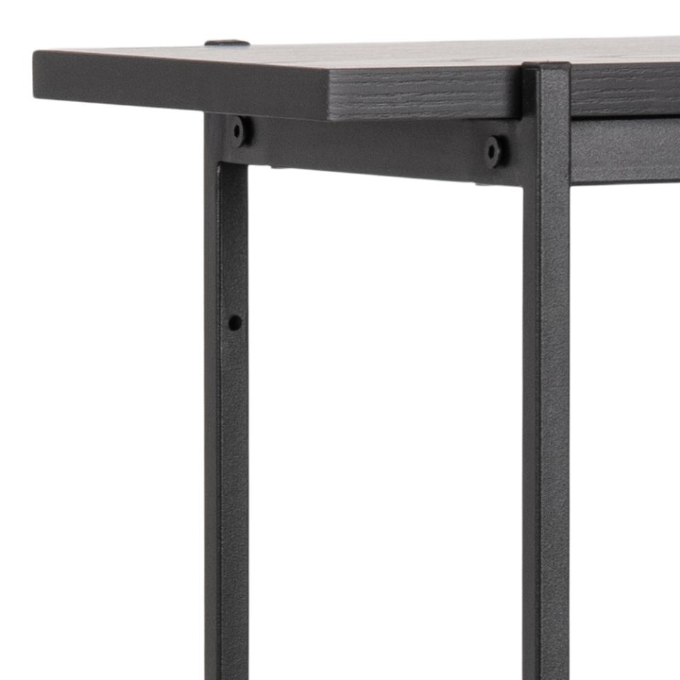 Angus Bookcase Shelving Unit With Sliding Doors Black Shelves And Steel Frame 94x27x114 cm