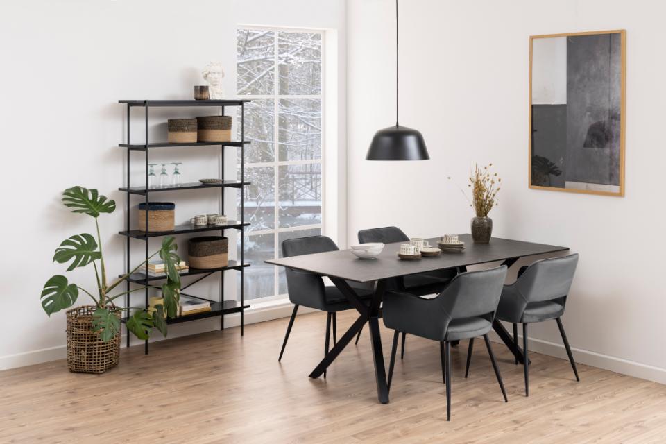Angus Tall Bookcase Shelving Unit With 5 Shelves And Black Metal Frame 94x27x172 cm