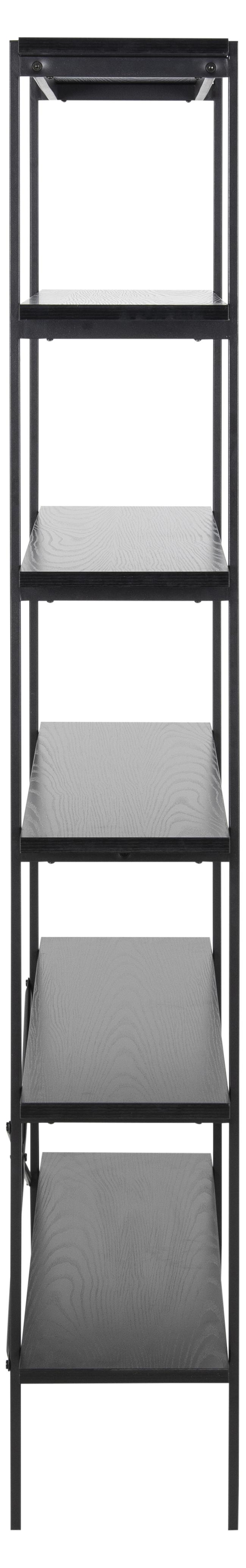 Angus Tall Bookcase Shelving Unit With 5 Shelves And Black Metal Frame 94x27x172 cm