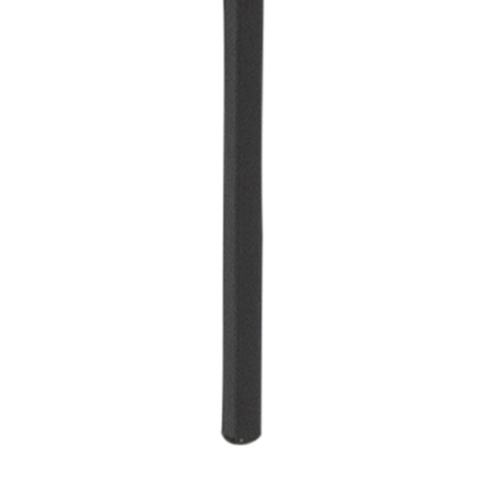 A close-up of a black textured foam or felt cylindrical sleeve standing vertically against a plain white background.