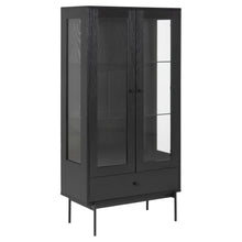 Load image into Gallery viewer, Angus Noir Display Cabinet In Black With 2 Glass Doors And Drawer 75x37,5x152cm
